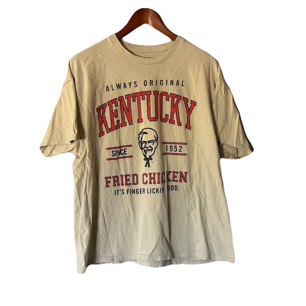 KFC Kentucky Fried Chicken Graphic T Shirt Mens XL Beige "Always Original" Retro